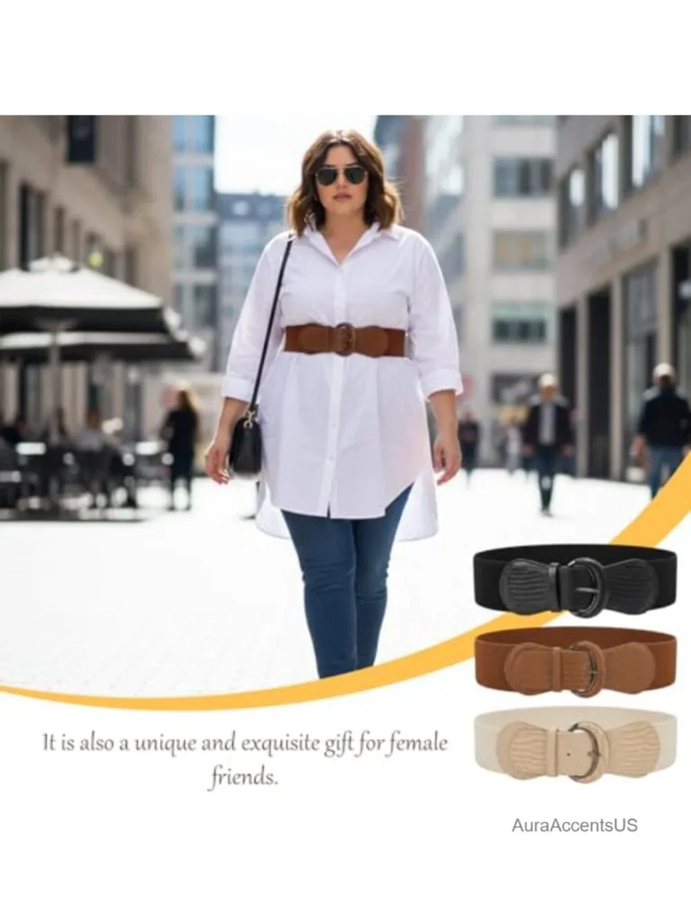 3 Pack Wide Elastic Belts for Women - Stretchy Vintage Waist Belt, Cinch Belt